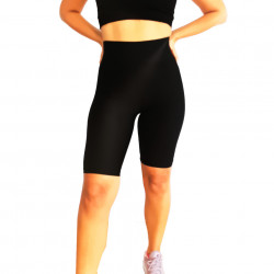 Colanti luciosi, scurti, lycra, talie inalta, Black