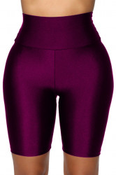 Colanti luciosi, scurti lycra, talie inalta, Mov, Super Glossy 