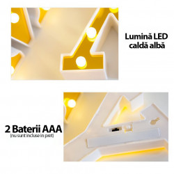 Litera volumetrica luminoasa, LED, din plastic, cu baterii, B