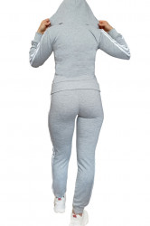 Trening dama, sport, marimi mari, doua piese, Gri cu dungi albe