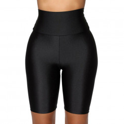 Colanti luciosi, scurti lycra, talie inalta, Black, Super Glossy
