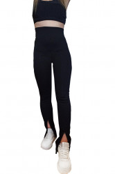 Colanti modelatori cu fermoare, talie inalta, Black
