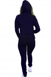 Trening dama, sport, doua piese, Albastru inchis, cu dungi albe