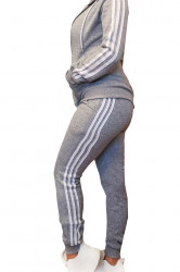 Trening dama, vatuit, sport, doua piese, Gri cu dungi albe