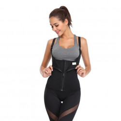 Vesta neopren femei cu fermoar si cu inchidere pe 3 randuri, Black