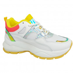 Adidasi sport, dama, Holo, cu insertii de plasa, alb