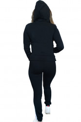 Trening dama, sport, doua piese, Negru cu dungi albe