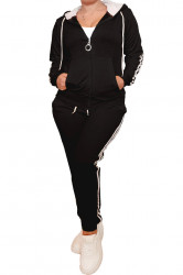 Trening dama, vatuit, sport, doua piese, Negru cu dungi albe