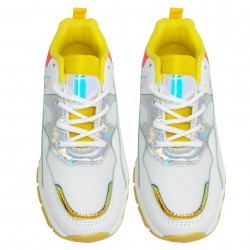 Adidasi sport, dama, Holo, cu insertii de plasa, alb