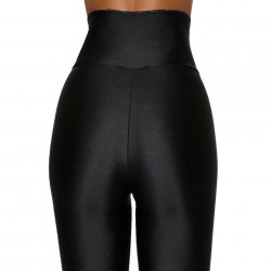 Colanti luciosi, trei sferturi, lycra, talie inalta, Black, Super Glossy