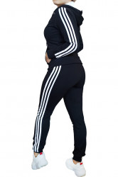 Trening dama, sport, doua piese, Negru cu dungi albe