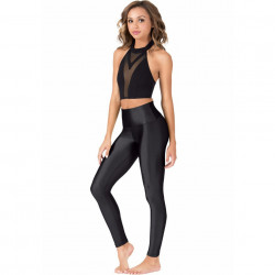Colanti luciosi, lycra, talie inalta, Black, Super Glossy