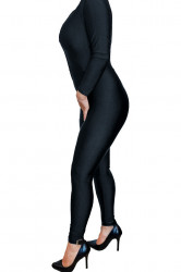 Salopeta dama, sport, lycra, neagra, cu fermoar