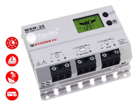CONTROLLER SOLAR profesional MPPT WRM20 100V, 20A, 12/24V/LI-ION