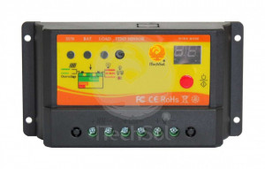 Controller solar de incarcare PWM de 10A, 12/24V, cu functie crepusculara si temporizator pentru iluminat nocturn