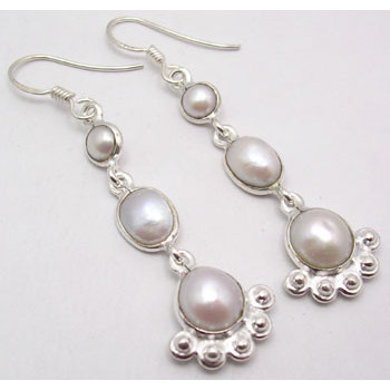 Cercei Argint 925 cu perle, 5.5 cm lungime