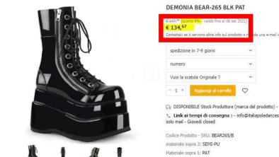 Calzature Pleaser o Demonia sconti e aumenti Calzature Pleaser o Demonia sconti e aumenti