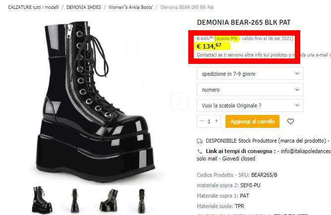 Calzature Pleaser o Demonia sconti e aumenti Calzature Pleaser o Demonia sconti e aumenti