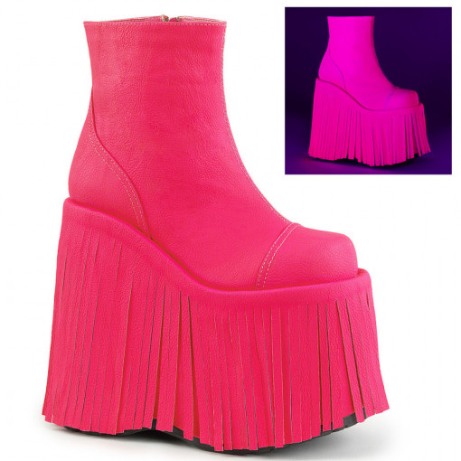 Demonia SLAY-205 Neon H. Pink Vegan Leather