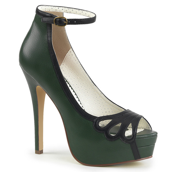 Pin Up Couture BELLA-31 D. Green-Blk Faux Leather