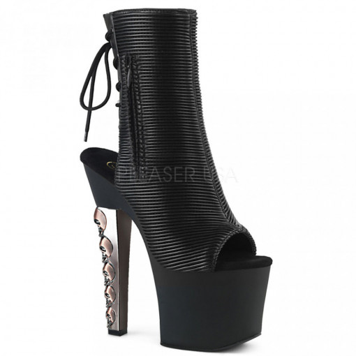 Pleaser HEX-1018 Blk Quilted Faux Leather/Blk Matte
