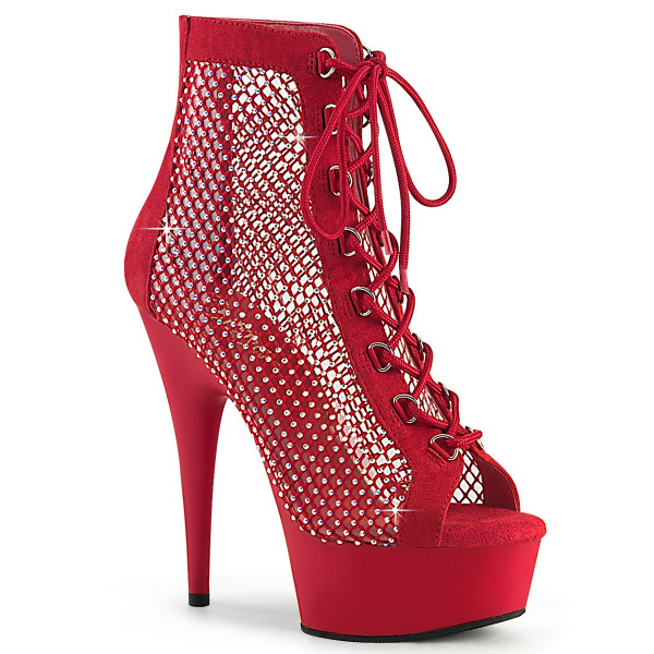 Pleaser DELIGHT-600-33RM Red Faux Suede-RS Mesh/Re