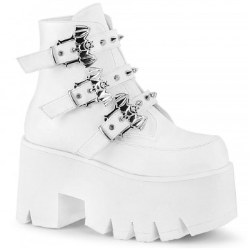Demonia ASHES-55 Wht Vegan Leather