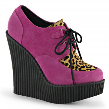 Demonia CREEPER-304 H.Pink Vegan Suede-Leopard Pri