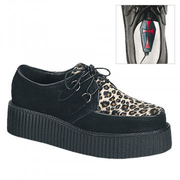 Demonia CREEPER-400 Blk Suede-Cheetah Fur