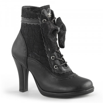 Demonia GLAM-200 Blk Vegan Leather-Lace