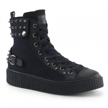 Demonia SNEEKER-266 Blk Canvas-Vegan Leather