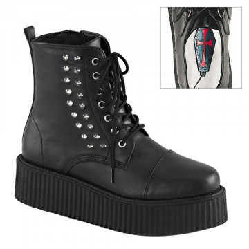 Demonia V-CREEPER-573 Blk Vegan Leather
