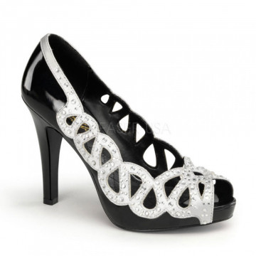 Pin Up Couture AVA-12 Blk Pat-Silver Satin