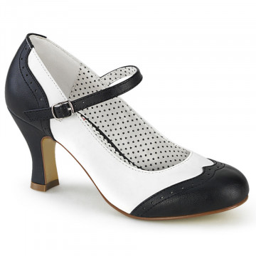 Pin Up Couture FLAPPER-25 Blk-Wht Pu