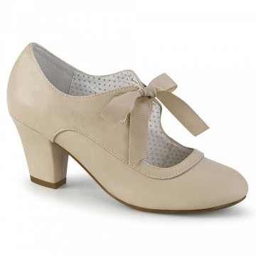 Pin Up Couture WIGGLE-32 Beige Faux Leather