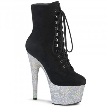 Pleaser ADORE-1020FSMG Blk Faux Suede/Slv Multi Mi