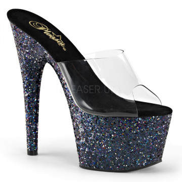 Pleaser ADORE-701LG Clr/Blk Holo Glitter