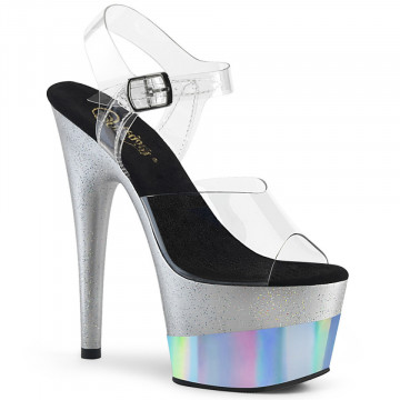 Pleaser ADORE-708-2HGM Clr/Slv Glitter Hologram
