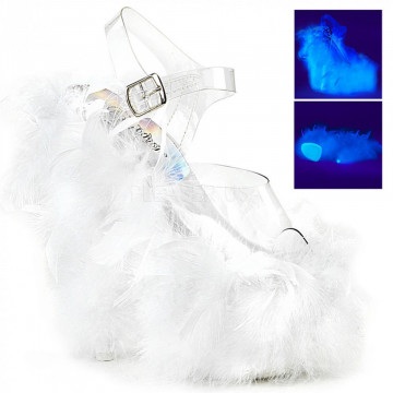 Pleaser ADORE-708F Clr/Neon Wht Marabou Feather