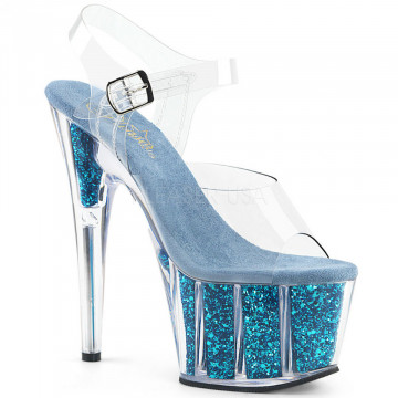 Pleaser ADORE-708G Clr/Turquoise Glitter Spedizione subito Sda express 24