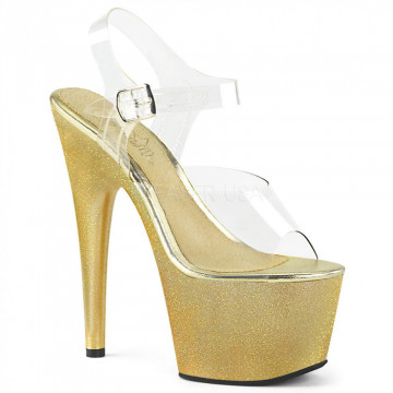 Pleaser ADORE-708HG Clr/Gold Holo Glitter