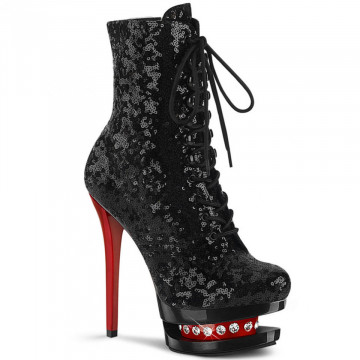 Pleaser BLONDIE-R-1020 Blk Sequins/Blk-Red