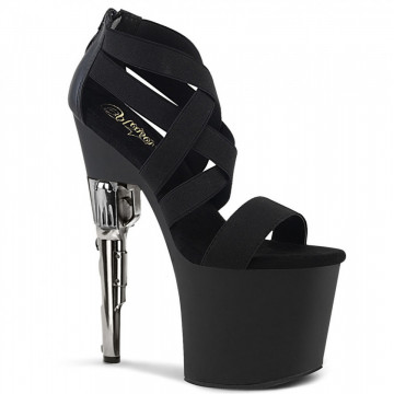 Pleaser BONDGIRL-769 Blk Elastic Band-Faux Le/Blk