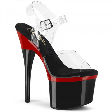 Pleaser ESTEEM-708 Clr/Red-Blk