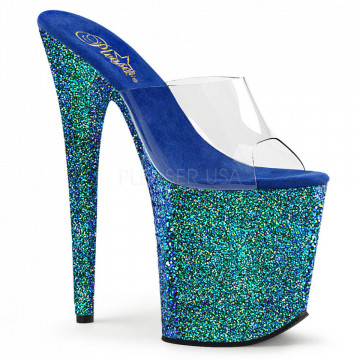 Pleaser FLAMINGO-801LG Clr/Blue Holo Glitter