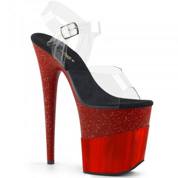 Pleaser FLAMINGO-808-2HGM Clr/Red Glitter-Hologram