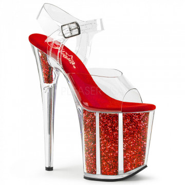Pleaser FLAMINGO-808G Clr/Red Glitter