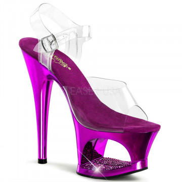 Pleaser MOON-708DMCH Clr/Purple Chrome