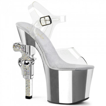 Pleaser REVOLVER-708 Clr/Slv Chrome