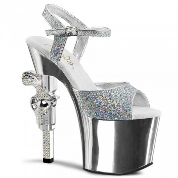 Pleaser REVOLVER-709G Slv Multi Gltr/Slv Chrome